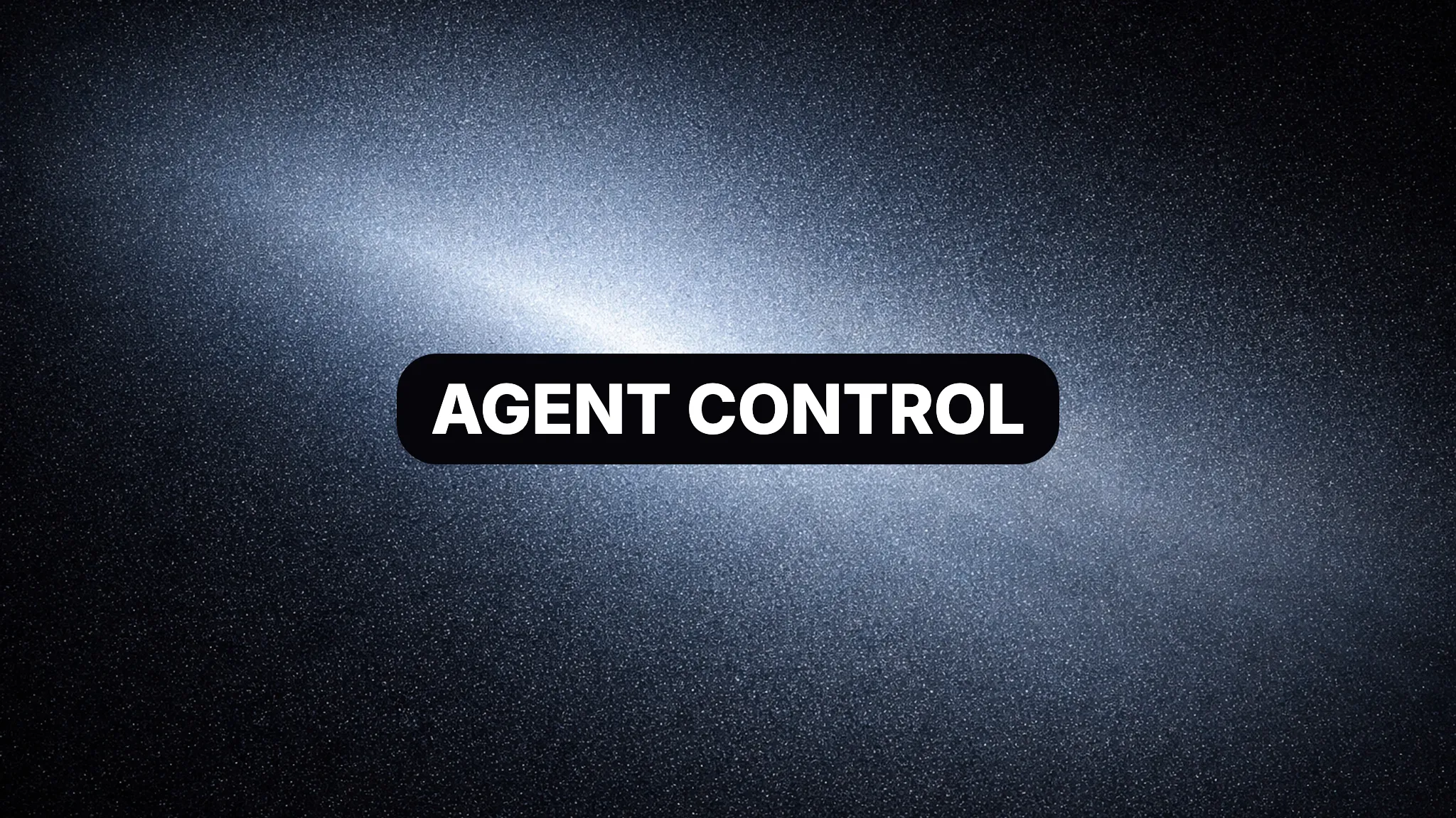 Camp abstract argintiu-albastru cu eticheta AGENT CONTROL, sugerand agenti guvernati in workflow-uri de birou